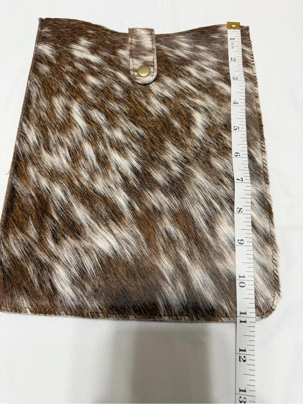 Leather Hair-On Hide Tablet Sleeve in Brown and White